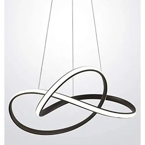 Jaycomey Modern LED Chandelier,46W LED Ring Black Pendant Lamp Haning Light,Acrylic Pendant Light Fixture for Living Room Bedroom,Cool White/6000K
