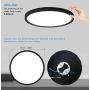 12Inch Black Dimmable LED Flush Mount Ceiling Light 20W 3000K-4000K-5000K Color Selectable - Slim Modern Surface Mount Round LED Ceiling Light for Living Room Kitchen Bedroom Hallway Porch