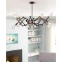 Jazava Industrial Sputnik Chandelier, 12-Lights Modern Pendant Light for Farmhouse, Hanging Light Fixture, Adjustable Swing Arms, Black and Rose Gold Finish