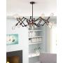 Jazava Industrial Sputnik Chandelier, 12-Lights Modern Pendant Light for Farmhouse, Hanging Light Fixture, Adjustable Swing Arms, Black and Rose Gold Finish