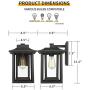 Beionxii Outdoor Wall Lights | Set of 2 Exterior Light Fixtures Wall Mount Sconces, Sand Textured Black with Clear Glass(9''W x 13.5''H) - A197W-2PK
