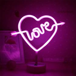 LED Cupids Bow Shape Neon Light Sign Love in Heart Neon Night Lights Pink Neon Letter Sign Marquee Battery USB Operated Table LED Lights for Christmas Birthday Wedding Party Kids Room Living Room