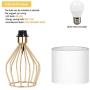 HAITRAL Gold Table Lamp - Modern Style Desk Lamp with Hollowed Out Base Linen Fabric Shade, Small Golden Bedside Lamp for Bedrooms, Living Room