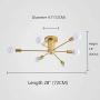 Modern Gold Sputnik Chandelier 6-Light Flush Mount Ceiling Light, Mid Century Pendant Lamp Lighting Fixture for Dining Room Living Room Bedroom Kitchen Cafe Bar
