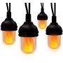 Extendable Outdoor String Lights with Realistic Flame Glow, 30FT Commercial Waterproof Patio Lights with10 Shatterproof LED Bulbs, Outdoor Lights Plug in for Garden Yard Bistro Party Christmas