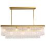 Rectangle Crystal Chandelier, Siljoy Modern Luxury 9-Lights Rectangular Gold Pendant Ceiling Light Restaurant lamp Fixture for Dining Room Kitchen Island, L40'' x W14'' x H12''