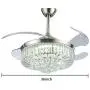 Modern Dimmable Fandelier Crystal Ceiling Fan with Lights and Remote Invisible Retractable Chandelier Fan Light LED Lighting-Polished Chrome 42'' (Crystal2)