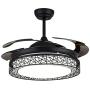 42 Inch Modern Ceiling Fan Chandelier Indoor Ceiling Fan Light LED Light Energy Saving Mute 3 Colors 3 Speed with Remote Control Suitable for Bedroom, Living Room, Dining Room (Black 1)