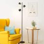 CO-Z LED Floor Lamp, 3 Light Tree Torchiere Floor Lamp for Living Room Bedroom Home Office, Industrial Modern Black Bright Task Standing Pole Reading Light with 3 Adjustable Heads