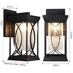 Modern Outdoor Wall Light Exterior Light Fixtures, Black Aluminum with Crack-Like Glass Create Gorgeous Lighting Effects UL and IP65 Waterproof Wall Sconce Outdoor for Garage, Front Porch Lighting