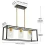 VINLUZ Industrial Chandeliers 3 Light with Clear Glass Shade Brushed Brass and Black Modern Farmhouse Dining Room Lighting Fixtures Hanging, Kitchen Island Linear Pendant Lights Ceiling