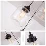 Modern Glass Pendant Lighting Matte Black Adjustable Suspension Retro Loft Pendant Lamp for Kitchen Island, Dining Room, Foyer, Farmhouse Hanging Light Fixture