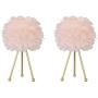 Maxax Table lamp Set of 2 Tripod Nightstand Lamp with Gold Finish, Feather Beside Table lamp for Bedrooms/Living Room/Dining Room/Kitchen, Pink