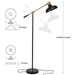 Brightech Wyatt - Industrial Floor Lamp for Living Rooms & Bedrooms - Rustic Farmhouse Reading Lamp - Standing, Adjustable Arm Indoor Pole Lamp for Crafts & Tasks