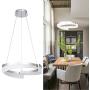 LED Pendant Light Not Dimmable Adjustable 1 Ring Acrylic Modern Chandelier for Living Room Bedroom Dining Room, Warm White 3000K, Chrome, by HL