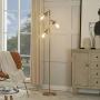 LeeZM Modern Tree Floor Lamp Industrial Floor Lamps for Living Rooms, Bedrooms, Office with Reading Light Rustic Vintage Farmhouse Tall Standing Up Lamp with Glass Shade 3 Led Bulbs Included（Gold）