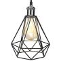 UL Industrial Polygon Pendant Lighting Vintage Wire Cage Black Metal Hanging Lamp for Kitchen Island Dining Room Farmhouse JACKYLED