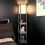 Brightech Maxwell Drawer Edition - Shelf & LED Floor Lamp Combination - Narrow Nightstand with Light Attached - Tower End or Side Table for Office & Bedroom - Rustic Wood