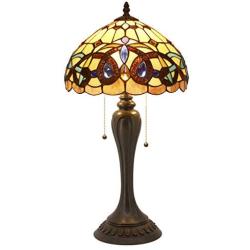 Tiffany Style Table Lamp W12H22 Inch Serenity Victorian Stained Glass Shade S021 WERFACTORY Lamps Lover Parents Kids Friend Living Room Bedroom Study Coffee Bar Antique Desk Lighting Art Crafts Gifts