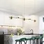 LAKIQ Modern Linear Pendant Lighting Fixture 3/5 Lights LED Chandelier Hanging Ceiling Light for Dining Table Living Room Kitchen Island(Gold,5 Lights,Warm Light)