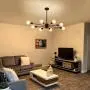 Mid Century 8-Lights Chandelier，Black Ceiling Light Fixture，Ceiling Lighting for Kitchen Dining Room Bedroom Living Room Kitchen Farmhouse