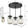 EUL Mason Jar Pendant Lighting Semi Flush Mount Ceiling Light with Clear Glass Shade Oil Rubbed Bronze - 3 Lights