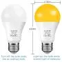 Amber Yellow LED Bug Light Bulb,ProPOW 7W Dusk to Dawn Bug Bulbs 40W Equivalent A19 Auto on/Off LED Bulbs Outdoor Bug Lights 580 Lumens Porch Lights(Non-Dimmable,E26,2200K,2 Pack)