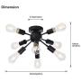 Semi Flush Mount Ceiling Light E26 Base 8- Light Modern Antique Black Sputnik Chandelier Industrial Ceiling Lamp Fixture for Kitchen Dining Room Bedroom Study Living Room(Bulb Not Included)
