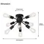Semi Flush Mount Ceiling Light E26 Base 8- Light Modern Antique Black Sputnik Chandelier Industrial Ceiling Lamp Fixture for Kitchen Dining Room Bedroom Study Living Room(Bulb Not Included)