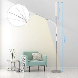 NXONE Led Floor Lamp,Modern Reading Adjustable Standing Height 4 Colors and Stepless Brightness Work Lamp for Living Room Bedroom Reading, Silver