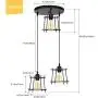 HAITRAL 3-Light Industrial Kitchen Light Fixtures, Geometric Hanging Chandelier for Dining Room, Black Metal Adjustable Pendant Light Fixtures for Living Room