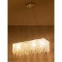 30'' Contemporary Linear Crystal Chandelier - Stainless Island 6-Lights Crystal Pendant Lighting Fixture - Modern Rectangular Dining Room Crystal Hanging Light Luenfat Lighting