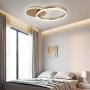 Modern Ceiling Lamp Dimmable LED Flush Mount Ceiling Light Brushed Aluminum 2 Rings Ceiling Light Fixture for Living Room Dining Room Kids Room (Gold)
