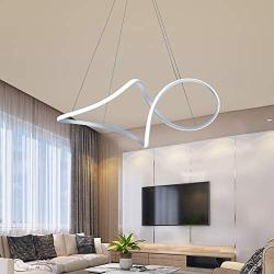 SUNMOO Modern Led Chandelie Pendant Lighting Irregular Not Dimmable Contemporary Led Pendant Light for Living Room, Dinning Room, Bedroom, Kitchen, Restaurant 6000K Cool Light (Silver)