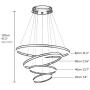 CCSUN Golden Round LED Chandelier,120w 9000-10800lm Acrylic Pendant Light 3 Rings Acrylic Chandelier Adjustable Height Circular Ceiling Light for Hallway Dining Room Bedroom Warm White 20+40+60+80cm