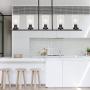 Lucidce 5 Lights Contemporary Chandeliers Pendant Lighting Dining Room Lighting Fixtures Hanging Oil Rubbed Bronze for Kitchen Island with Clear Glass Shades Linear