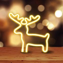 FUNPENY Reindeer Neon Christmas Decorative Light, Neon Sign Christmas Deer Shaped Decor Light, Warm White LED Christmas Indoor Decor for Living Room, Birthday Party, Wedding Party (Warm White)