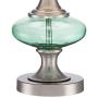 Reiner Modern Accent Table Lamp Brushed Steel Blue Green Glass Off White Drum Shade for Living Room Family Bedroom Bedside - 360 Lighting