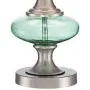 Reiner Modern Accent Table Lamp Brushed Steel Blue Green Glass Off White Drum Shade for Living Room Family Bedroom Bedside - 360 Lighting