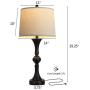 Oneach Traditional Table Lamps Set of 2 with USB Charging Port for Living Room 29.25“ Nightstand Lamp for Bedroom Bedside Table Lamp with Neutral Drum Shade Black
