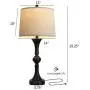 Oneach Traditional Table Lamps Set of 2 with USB Charging Port for Living Room 29.25“ Nightstand Lamp for Bedroom Bedside Table Lamp with Neutral Drum Shade Black