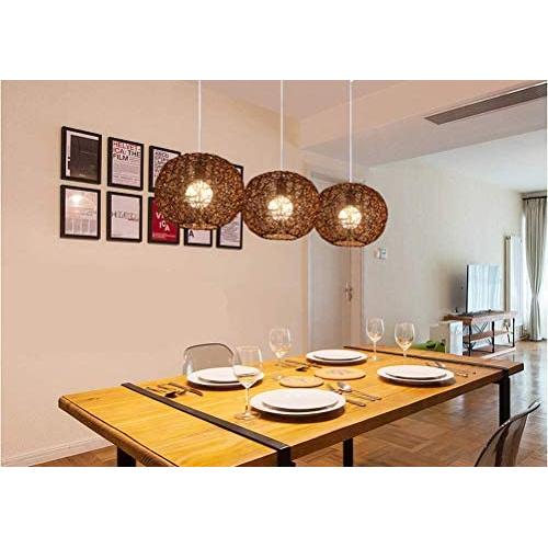 LAKIQ Farmhouse Globe Single Pendant Light Creative Rattan Kitchen Island Lighting Modern Hanging Ceiling Pendant Lights for Dining Room Living Room Restaurant Stores(Brown,8) LAKIQ Farmhouse Globe Single Pendant Light Creative Rattan Kitchen Island Lighting Modern Hanging Ceiling Pendant Lights for Dining Room Living Room Restaurant Stores(Brown,8)