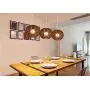 LAKIQ Farmhouse Globe Single Pendant Light Creative Rattan Kitchen Island Lighting Modern Hanging Ceiling Pendant Lights for Dining Room Living Room Restaurant Stores(Brown,8)