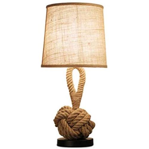 Bedside Table Lamp Nordic Bedroom Bedside Lamp Retro Lamp Hotel Living Room Hemp Rope Lamp Study Reading Eye Table Lamp Home Living Desk Lamp