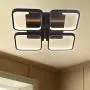 Leniure Black Square LED Light Ceiling Lamp Contemporary Chandelier Lighting Fixture 18'' Wide 18'' Deep 4'' High, Warm White 3000K