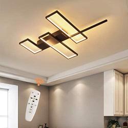 Garwarm Geometric Ceiling Light, 43W Black Modern LED Flush Mount Ceiling Lamps, 3-Squares Acrylic Dimmable Ceiling Light Fixtures Chandeliers for Dining Living Room Study Kitchen