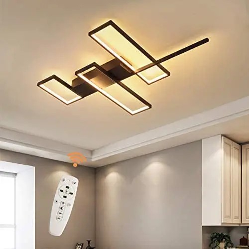 Garwarm Geometric Ceiling Light, 43W Black Modern LED Flush Mount Ceiling Lamps, 3-Squares Acrylic Dimmable Ceiling Light Fixtures Chandeliers for Dining Living Room Study Kitchen Garwarm Geometric Ceiling Light, 43W Black Modern LED Flush Mount Ceiling Lamps, 3-Squares Acrylic Dimmable Ceiling Light Fixtures Chandeliers for Dining Living Room Study Kitchen
