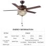 RainierLight Classical Crystal Ceiling Fan Lamp LED Light for Bedroom/Living Room Hotel/Restaurant with 5 Premium Metal Reversible Blades Remote Control 48 Inch