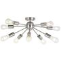 BONLICHT 10-Light Sputnik Chandelier Brushed Nickel Flush Mount Ceiling Light Modern Pendant Lighting for Kitchen Living Room Dining Room Bed Room Hallway