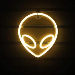 Wanxing Alien Neon Signs LED Neon Wall Sign Warm Neon Lights for Bedroom Kids Room Hotel Shop Restaurant Game Office Wall Art Decoration Sign Party Supply Gift (Yellow)